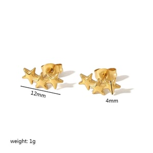 1 Pair Simple Style Star Shape Stainless Steel  Gold Color Women's Stud Earrings h5 Picture3